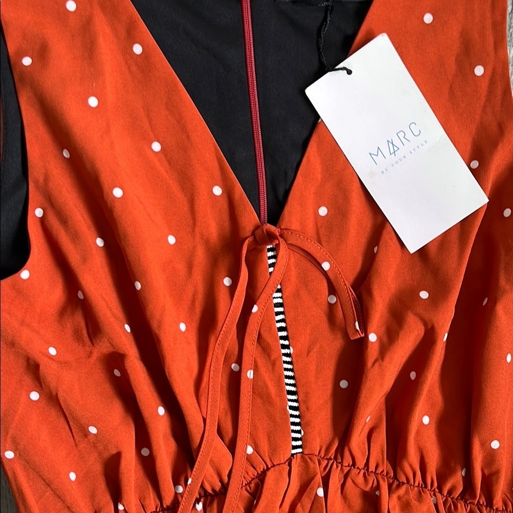 Marc Charming Orange Polka Dot Dress - Picture 3 of 10